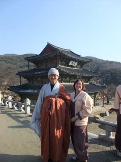 In our monastic wear.