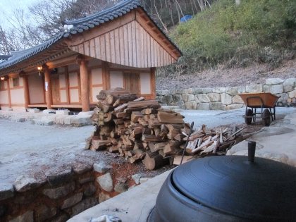 The cabins we stayed in.  The black lid covers our "heater" for the building.