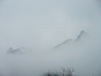 Mysterious mountains in the clouds.