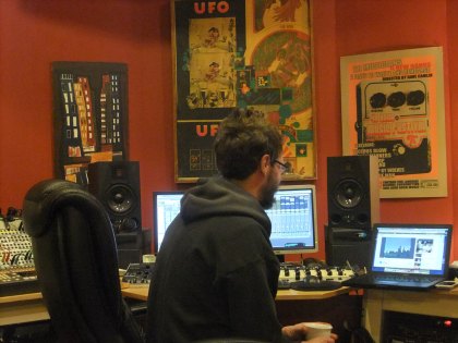 Todd at the helm at Acadia Recording.  Don't worry, the back of his head is all I ever see too.